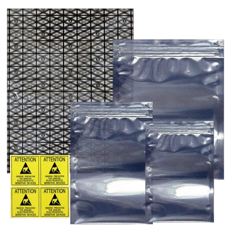 Millennial Essentials Open Top & Resealable Antistatic Bags ESD Shielding Bag with Anti-static Labels for Hard Drive SSD HDD Motherboard Video Card RAM Electronic Devices (Pack of 40) (Assorted Sizes) - Image 1